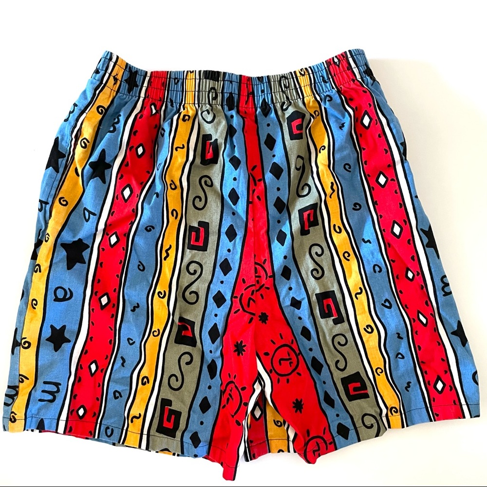 Vintage HANGTEN high waist shorts stripe with pockets. Funky designs Art